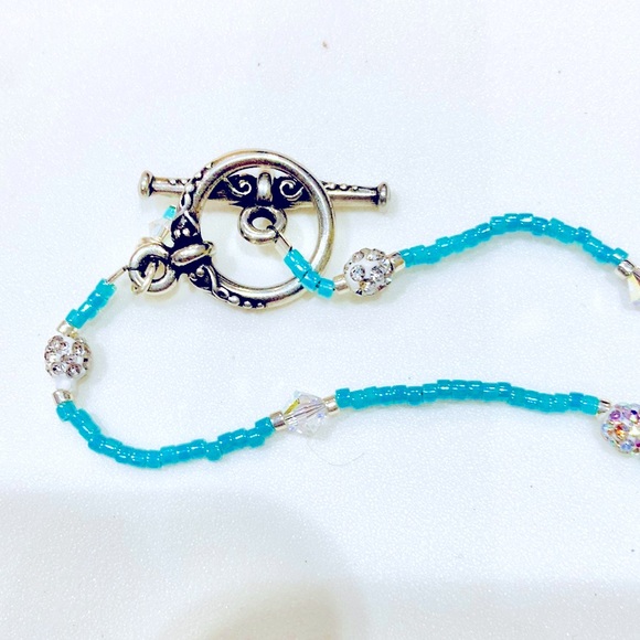 Handmade Skaters Waltz Glass Swarovski Aqua Christmas Necklace - Picture 12 of 12